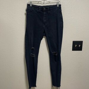 Rock & Republic Dark Wash Distressed High Roller High Rise Skinny Jean Size 8